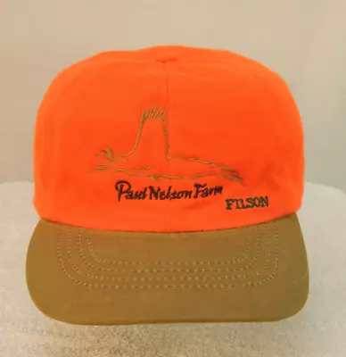 Vintage CC Filson Paul Nelson Farm Orange Insulated Wool Ear Flap XL Hunting Cap • $79.95