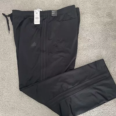 Adidas Men's Black Warm-Up Open Hem 3-Stripes Tricot Track Pants Size 4XLT • $39.99