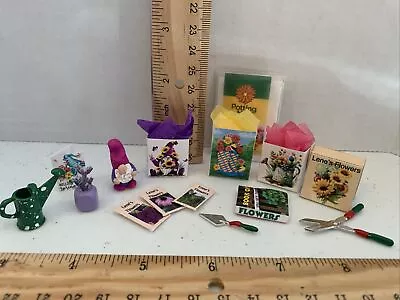 Dollhouse Miniature 1:12 Handmade Garden Gnome Lot Floral Seeds Bags • $6.99