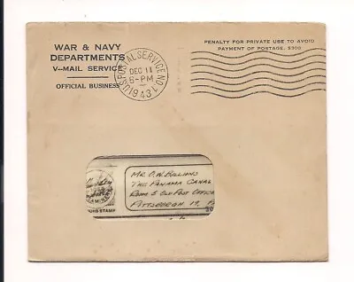WAR & NAVY DEPARTMENTS V-MAIL SERVICE Envelope + Insert 1943 To Pittsburgh PA • $4.99
