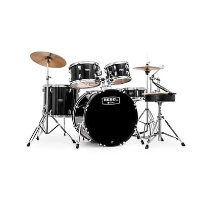 MAPEX RB5294FTCDK Rebel 5-Piece Drum Set With Hardware And Cymbals Black With 22 • $650