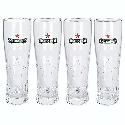 Heineken 4 X Embossed Star Pilsner Beer Glasses 600mls Schooner BNWOB  MAN CAVE  • $69.99