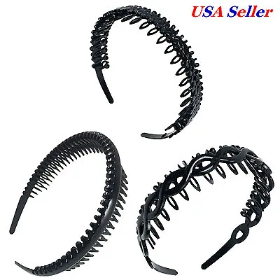 3 PCS Assorted Black Plastic Teeth Comb Headband Hairband Ladies Girl Fashion  • $7.99