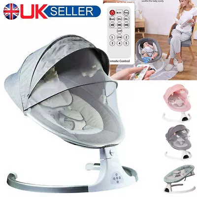 Bluetooth Electric Rocker Baby Swing Newborn Infant Cradle Bouncer Seat Chair UK • £69.90