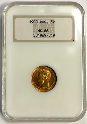 RUSSIA 1900 ФЗ Gold 5 Roubles Y#62 Graded MS66 By NGC Low Mintage • $1099