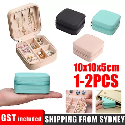 Portable Travel Jewellery Box Organizer Leather Ornaments Jewelry Case Storage • $11.38