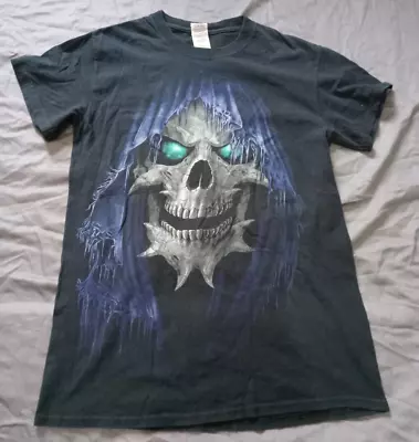 Vintage Mens GRIM REAPER Black T-Shirt Sz Small Death Skull Skeletor Rock Metal • $9.95