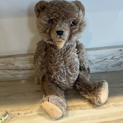 Vintage Mohair Teddy Bear Glass Eyes Jointed Steiff Herman • $24