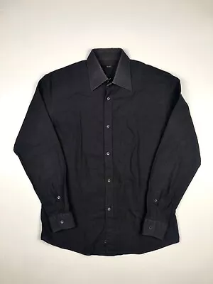 Vintage Gucci Mens Distressed Button Down Long Sleeve Dress Shirt Black Sz 41/16 • $70