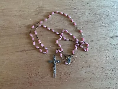 Rosary Small Pink Bead Italy 16  Vintage Antique Catholic Prayer Beads Youth • $16.36