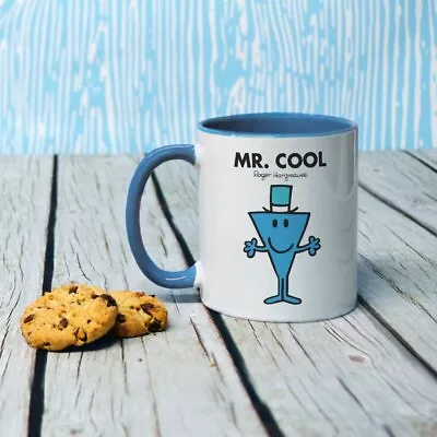 Mr Men Porcelain Mug Mr Cool 11oz Coffee Cup Kitchen Dining Drinkware Gift Blue • £12