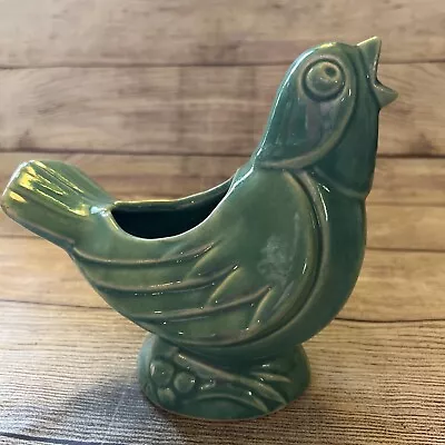 Vintage McCoy Pottery 1940’s Aqua Turquoise 7” Tall Singing Bird Planter • $26