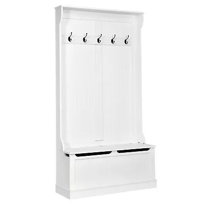 3-in-1 Entryway Hall Tree Storage Bench W/ Coat Racks & Shoe Bench & Cabinet • $159.99