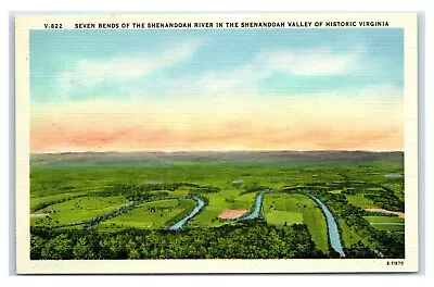 Postcard Seven Bends Of Shenandoah River Of Historic VA Linen W45 • $3.29