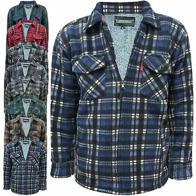 £19.99 • Buy Mens Fleece Lined Lumberjack Padded Shirt Jacket Borg Fur Lined Sherpa Winter
