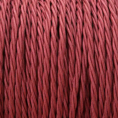 Burgundy Twisted Braided Fabric Cable 3-Core 0.5mm For Lighting • £3.50