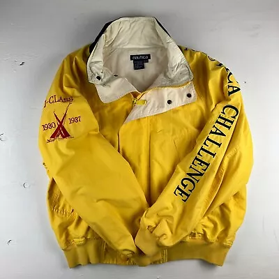 Vintage Nautica Challenge J-class Sailing Big Logo Hoodie Windbreaker Jacket Xl • $72.69