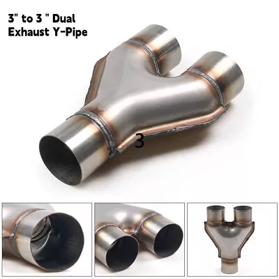 3 To 3  Dual Exhaust Y-Pipe 3in Dual Reversible Y Pipe Exhaust Adapter Connector • $68