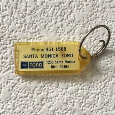 Vintage Dealer Keychain SANTA MONICA FORD Key Fob Ring CALIFORNIA 1965 Mustang • $26.95