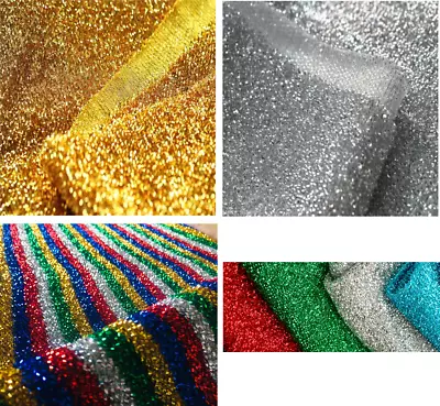 £0.99 • Buy SPARKLE TINSEL Lurex Fabric Stretch Material / Metallic Rasta Glitter 150cm Wide