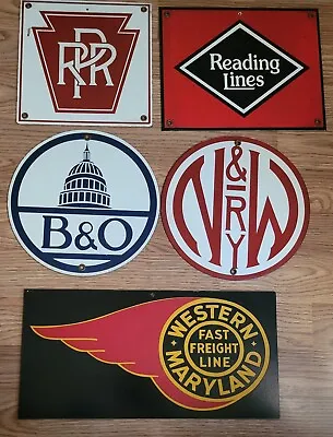 Railroad Signal Signs: 5 Signs.  WMD B & O PRR N & W And Reading. • $85
