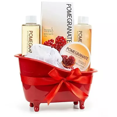 Red Pomegranate Home Spa Bath Basket - Bath & Body Set For Women - Contains Show • $17.99