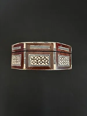 Vintage Egyptian Marquetry Inlay Octagonal Jewelry Box 5 1/4” Egyptian Handmade  • $19.50