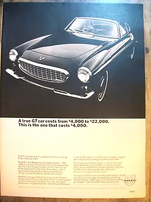 1966 66 Volvo 1800 S GT Magazine Car Ad -  A True GT Costs...  • $7.95