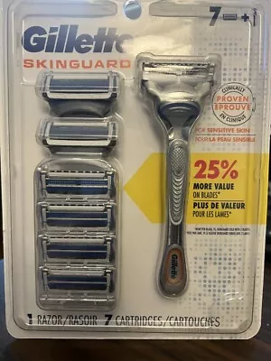 Gillette Skinguard 7 Refill Cartridges Plus 1 Razor Blade Handle Sensitive Skin • $19.99