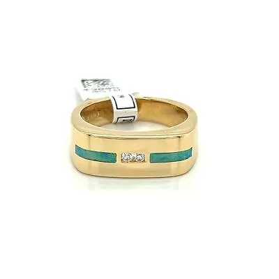 Kabana 14k Yellow Gold Diamond Opal Rectangle Band Ring • $2299