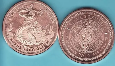 PETRO YUAN   1 Oz. Copper Round  2019  MINI MINTAGE   #101   Silver Shield  • $7.95