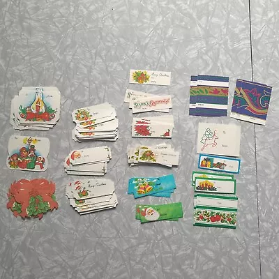 Vintage Lot Of 78 Christmas Gift Tags Mix Self-Adhesive Poinsettia Ties Die Cut • $12