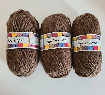 Alafoss Lopi Icelandic Knitting Wool 300g Pure New Wool Brown 0053 5.5-6.5mm • £30