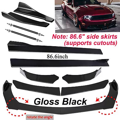 For Ford Mustang GT Car Front Bumper Lip Splitter + 86.6  Side Skirt +Strut Rods • $79.99