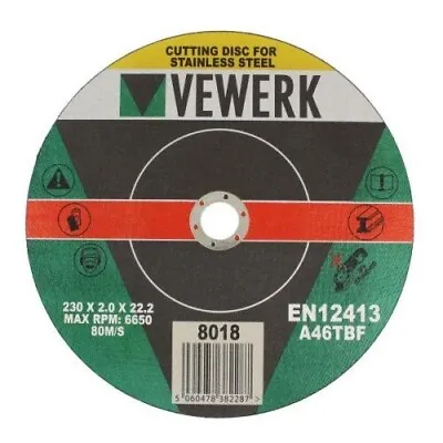 VEWERK 230 X 2 X 22mm Metal Cutting Discs For Metals • £32.95