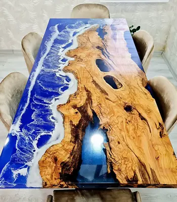 Large Indoor Ocean Look Epoxy Resin Dining Table Living Room Table Resin Table • $2339