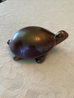 $64.99 • Buy Vintage ZSOLNAY Hungary Eosin Iridescent Art Glass TURTLE ￼￼Figurine Paperweight