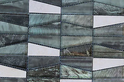 10 SHEET Black White Mosaic Tile Mesh Glass Stone Bathroom Kitchen Backplash • $149.99