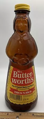 Vintage Mrs. Butterworth's Syrup Brown Glass Bottle Metal Cap Lid Empty 12 OZ  • $19.99