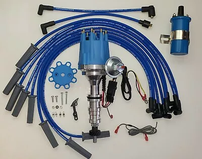 $247.95 • Buy FORD FE 390 427 428 SMALL BLUE CAP HEI DISTRIBUTOR + 45K COIL + 8.5mm PLUG WIRES