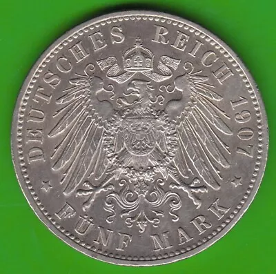 Coin Silver Mark Bavaria 5 Mark 1907 Scarce XF Rubbed Otto Nswleipzig • $60.72