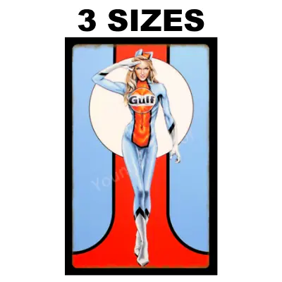 Gulf Oil Sign Decal Sticker -.Gulf Oil 50's 60's Vintage Replica Gulf Girl • $9.97