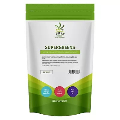 £6.99 • Buy Organic SUPERGREENS Powder Capsules 700mg Wheatgrass Kale Spirulina Barley 