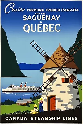 Original Vintage Poster CANADA STEAMSHIP LINES QUEBEC Silkscreen Travel OL • $3999