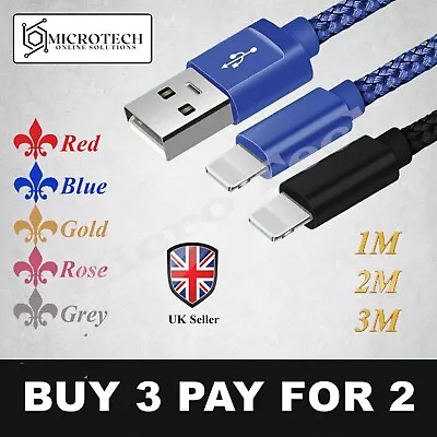 USB IPhone Charger Fast For Apple Long Cable USB Lead 6 7 8 X XS XR 11 12 13 Pro • £2.65