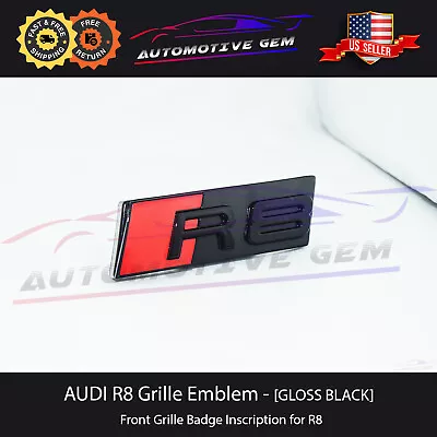 Audi R8 Front Grille Badge GLOSS BLACK Emblem S Line Inscription Coupe Spyder • $34.99