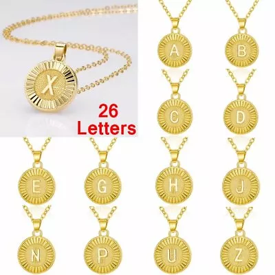 Gold Plated Letters A-Z Initial Pendant Necklace Chain Women Men Couple Gift • $1.10