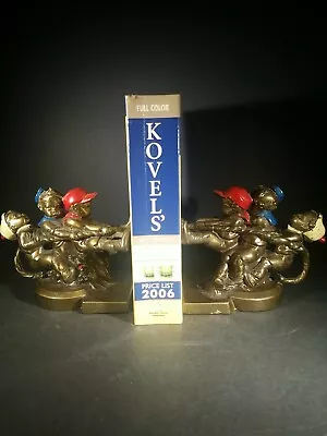 2- Bronze Clad Spelter Tug A War Bookends Marked K & O 1895-1935 6x3.5x5  Heavy • $175