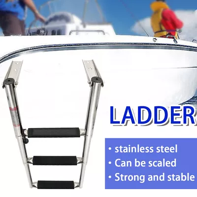 3 Step Ladder Stainless Steel Boat Upper Platform Telescoping Swim Yacht Marine • $52.15