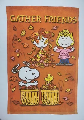 Peanuts Garden Flag 12 X18  Fall “Gather Friends” Snoopy Thanksgiving Jetmaxx • $24.95